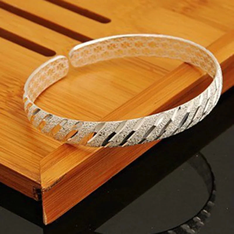 925 Silver Diagonal Cuff Bracelet