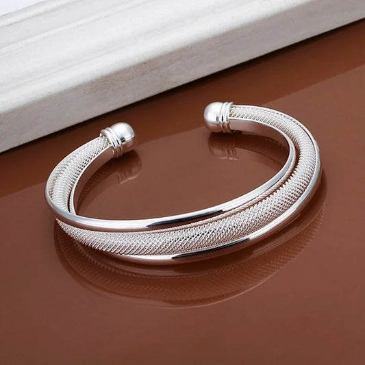 925 Silver Reticulated Smooth Bracelet