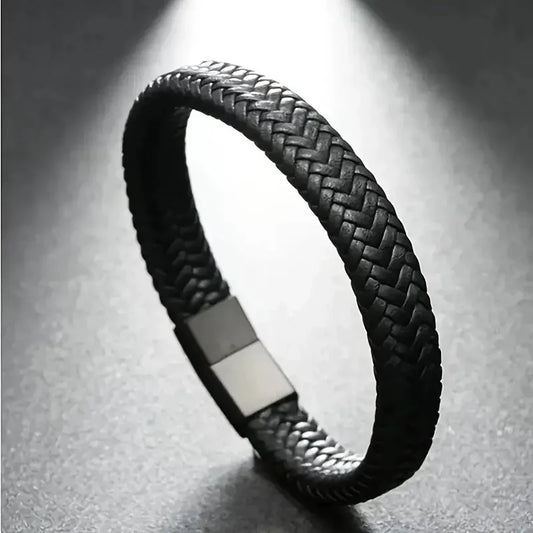 Faux Leather Magnetic Braided Bracelet