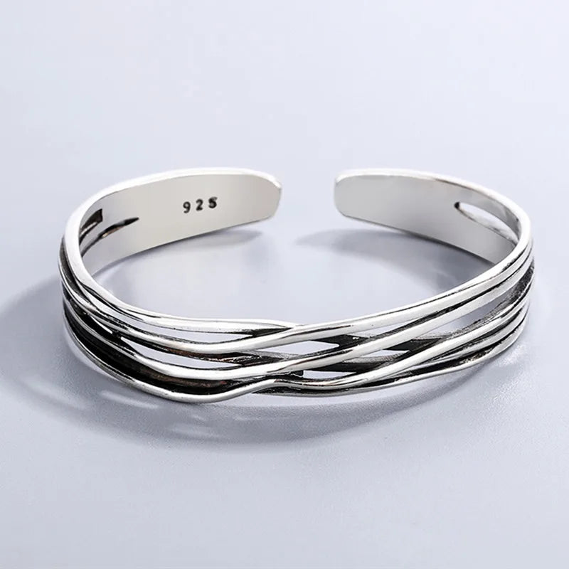 925 Sterling Silver Retro Wave Bracelet - Bracelets Express