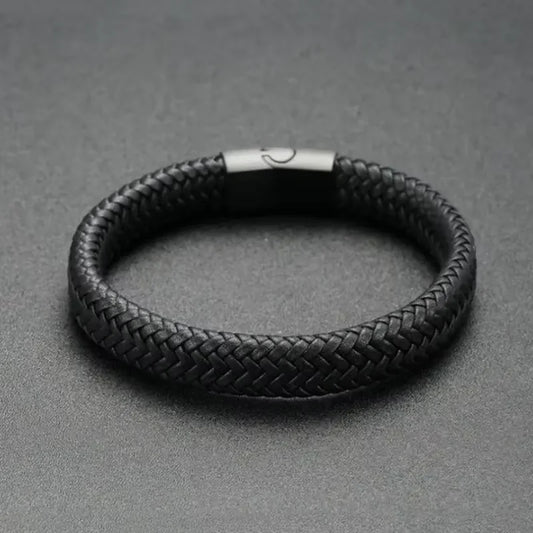 Faux Leather Magnetic Braided Bracelet