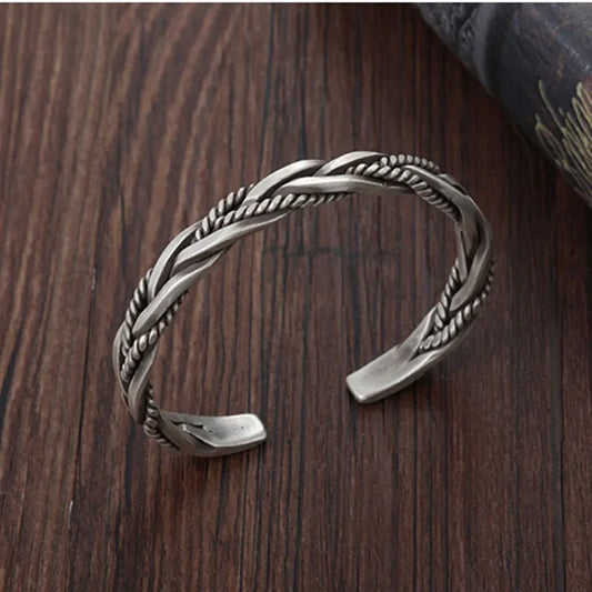 S925 Sterling Silver Twisted Woven Bracelet - Bracelets Express
